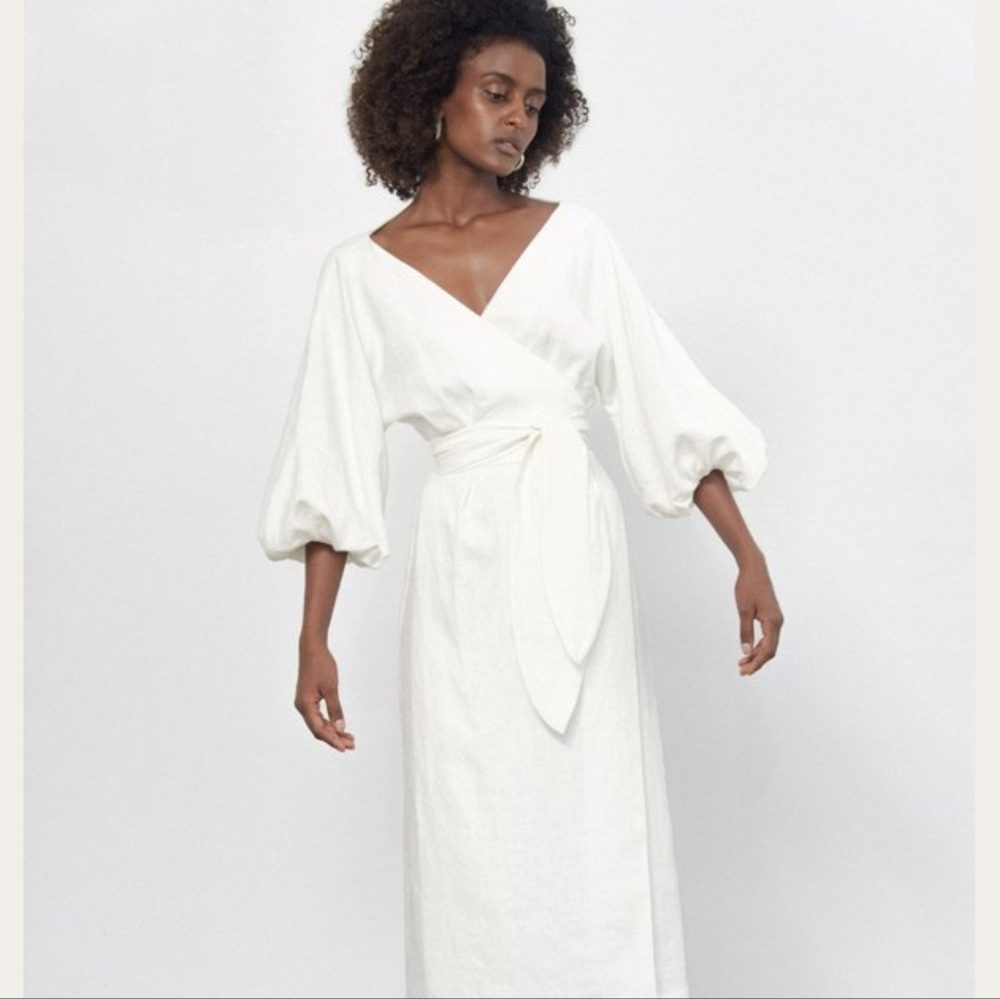 Mara Hoffman White Balloon Sleeve Maxi Size 2